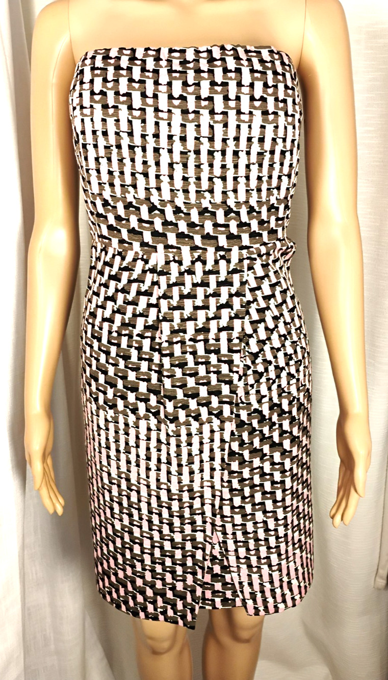 Banana Republic Silk Strapless Wiggle Dress 10P Petite Vent Grip Pockets Pinup